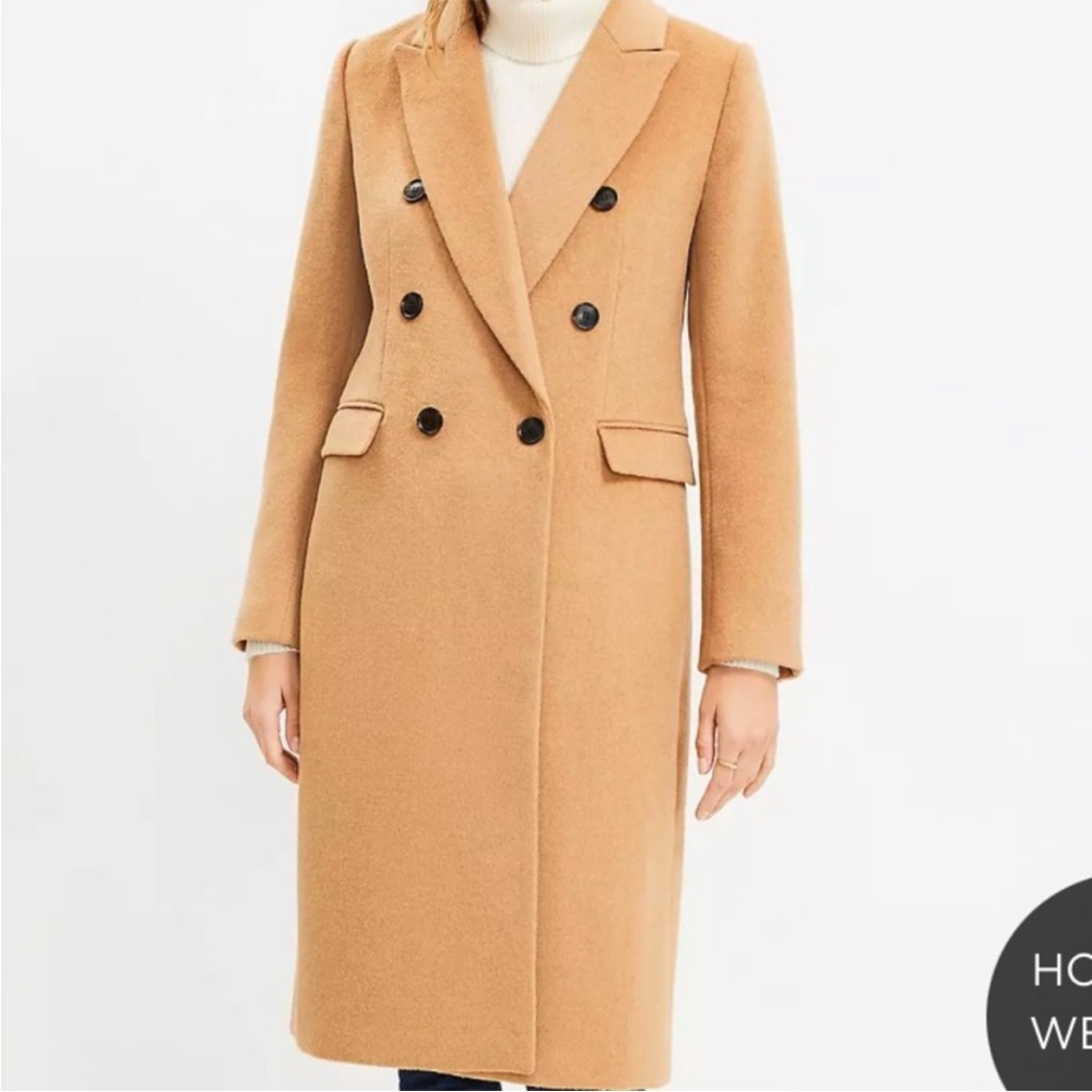 Loft ClassTan & Green Double-Breasted Women's Coat